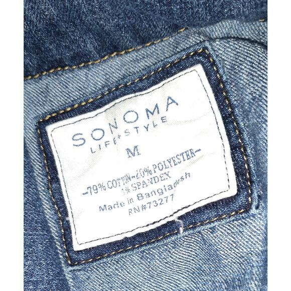 Sonoma Jean Jacket Women's SIZE M Medium Dark Wash 4 Pocket Front Trucker Style - Picture 6 of 10